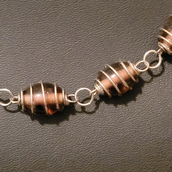 Estate Purple Glass Beaded Wire Wrap Necklace - Picture 3 of 4